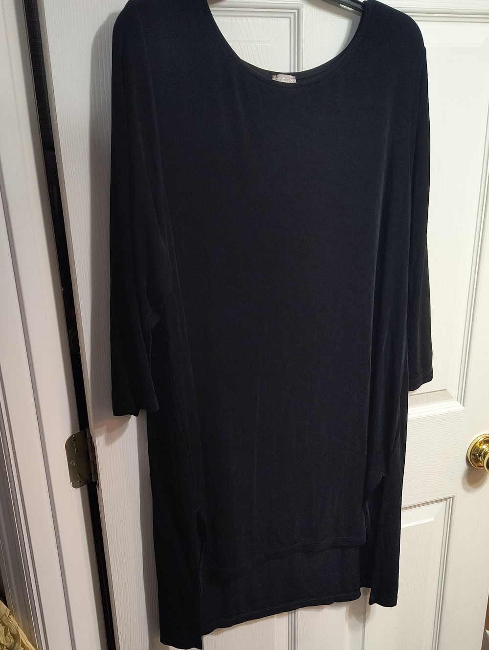 Chico's Travelers Relaxed Black Long-Sleeve High Low Dress/Top